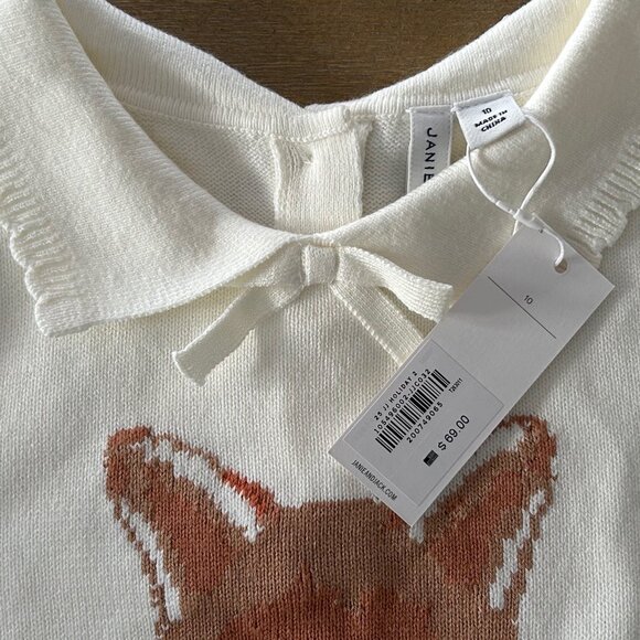NWT Janie and Jack Girls Fox Collared Sweater, Size 10 - Picture 6 of 8